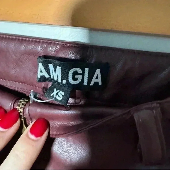 I am Gia Romy Vegan Leather  Pants XS oxblood - Picture 9 of 10